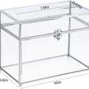 HighFree Glass Card Box, Large Clear Card Box for Wedding Receptions, Decorative Storage Box for Baby Shower, Birthday Party, Bridal Shower (With Slot, Silver)