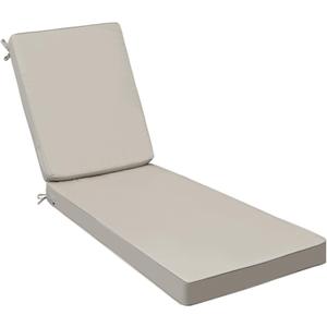 AAAAAcessories Outdoor Chaise Lounge Cushions, Fade-Resistant, Waterproof Patio Furniture Replacement Cushions, 74" x 23" x 3", Beige