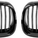 X AUTOHAUX Pair Front Kidney Grille Gloss Black for BMW E92 2007-2010 2 Door Single Line