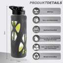 24 oz Glass Water Bottles with Silicone Sleeve and Flip Lid - Borosilicate Glass, Leakproof, BPA-Free, Perfect for Coffee, Tea and Water (Grey)
