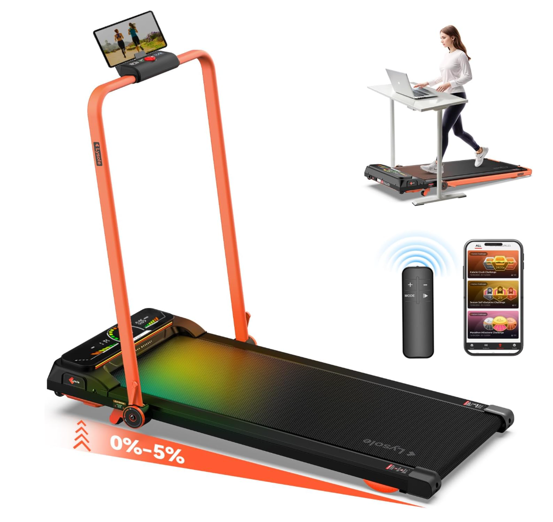 Lysole Walking Vibration Pad Treadmill with 6% Incline for Home&Office,4-in-1 Foldable Walking Pad Running Machine with LED Display,Under Desk Treadmills with 0.3-7.5 MPH,265 LBS Capacity,APP Control