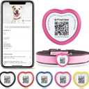 Slide On Dog Tags Personalized for Pets, NFC & QR Code Silent Silicone Cat Tag for Collars & Harnesses - Scan Alert, Instant Location, Pet Profile, APP Control, Heart-Shaped,1 PC (Magenta)