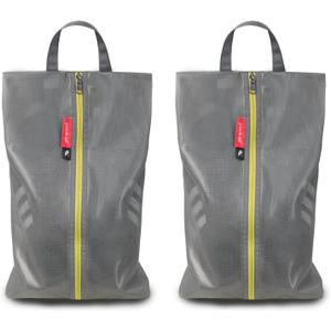 pack all Plus-Sized Shoe Bag for Travel, Water-Resistant Shoe Pouch for Gym, Odor-Resistant Soccer Cleats Bag for Sport (Grey, Pack of 2)