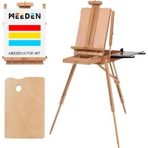 MEEDEN French Easel, Large Sketchbox Easel-Foldable Portable Beechwood Field Art Easel with Drawer, Palette & Metal Tray for Professionals