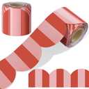 Zonon 65 ft Red Stripe Bulletin Board Border Retro Red Pink Classroom Decor