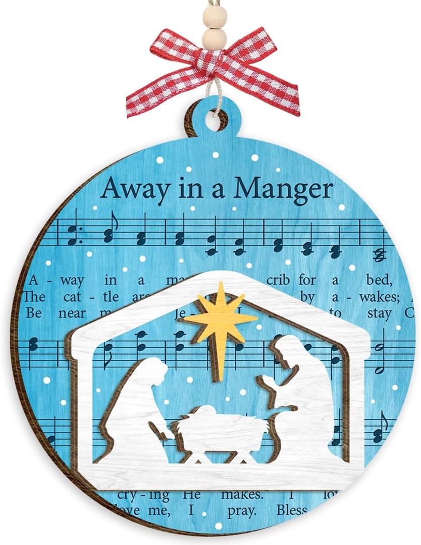 Nativity Christmas Ornaments 2025, Religious Gift for Christians, Faith Friends, Church Members, Wooden Christmas Ornaments for Hanging Decor, Catholic Religious Gifts for Women