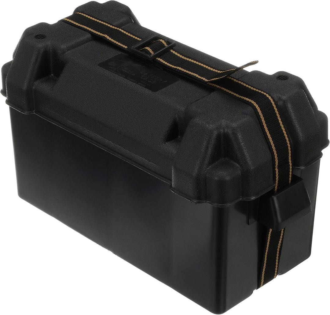 Attwood 9084-1 Large Vented Battery Box with Mounting Strap, Fits Group 29 and 31 Series Batteries, Black