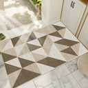 Abstract Neutral Small Carpet 2x3 Washable Geometric Brown Area Rugs Doormat for Entryway Bathroom Living Room Bedroom Washing Room Non Slip