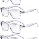Eyekepper 4 Pack Stylish Reading Glasses Women - Oversized Square Readers Transparent