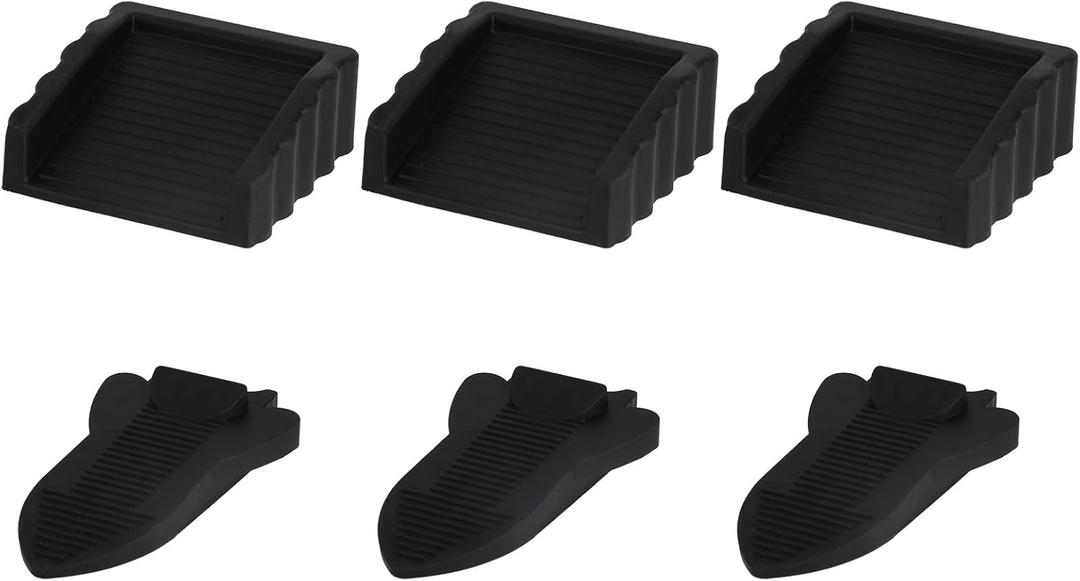 6pcs Door Stopper, 2 Styles Small TPR Rubber Doorstops Wedge Bidirectional Anti-Slip Spacecraft Indoor Bottom Stop Weight Prop Hold Keep Open Works on All Floor Types Home & Office Use (Black)