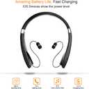 Foldable Bluetooth Headset, Beartwo Lightweight Retractable Bluetooth Headphones for Sports&Exercise, Noise Cancelling Stereo Neckband Wireless Headset (with carry case)