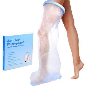 Bukihome Shower Watertight Foot Protector,Extra Wide Full Leg Cast Cover, Adult Leg Cast Covers, Extra Large Capacity Adult Thigh Tension & Super Waterproof Leg Protector, for Thigh Size (Clear)