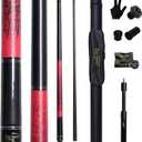 Carbon Fiber Pool Cue Stick 12.5mm Rainbow Tip Low Deflection Pool Stick with Uni-loc Pin Joint and Extension Pool Stick-20 oz (Red)