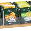 Small Bamboo Tea Bag Organizer Storage Holder for Tea Bags Wood Tea Box Containers Tea Rack Teabag Station Stand for Cabinet Countertop Office (1 Tier)