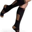 CopperJoint Copper Compression Socks for Women & Men - Diabetic Socks, Improves Circulation, Reduces Swelling & Pain - For Nurses, Running, & Everyday Use - Copper Infused Nylon (Medium) (Black)