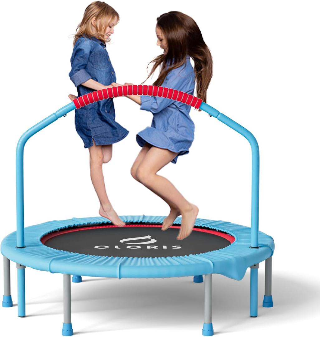 CLORIS 38in/48in Folding Trampoline - Max Load 220lbs / 450lbs Trampoline Rebounder Trampoline for Adults with Adjustable Foam Handle, with safty Padded Cover Best Gift