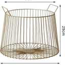 Round Metal Laundry Basket Gold Metal Wire Storage Basket Gold Metal Wire Storage Basket Large Capacity Decorative Open Grid Organizer with Handles for Living Room,Bathroom,Bedroom
