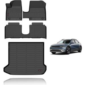 KELCSEECS Floor Mats & Cargo Liner Custom for Hyundai Ioniq 5 2025 2026 Movable Center Console (Sliding Center Console) All Weather Car Mat TPE Floor Liners Ioniq 5 Accessories Trunk Mat