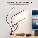 Vansuny Clip on Light LED Desk Lamp with Eye-Caring LED Light and Metal Clip, 11 Level Brightness 3 Color Modes, Power by USB Port 5W Adjustable Neck Reading Lamp for Home and Office (5W, Black)