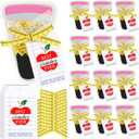 Tinlade 12 Set DIY Pencil Container Appreciation Teacher Gifts with Apple Cards Ruler Ribbon Back to School Plastic Treat Boxes for Teachers Thank You Gifts for Classroom School Party Favors