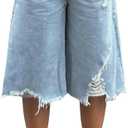 SOLY HUX Women's Summer Ripped Denim Shorts Y2k Wide Leg Baggy Cropped Jeans Capris Pants (Blue, XL)