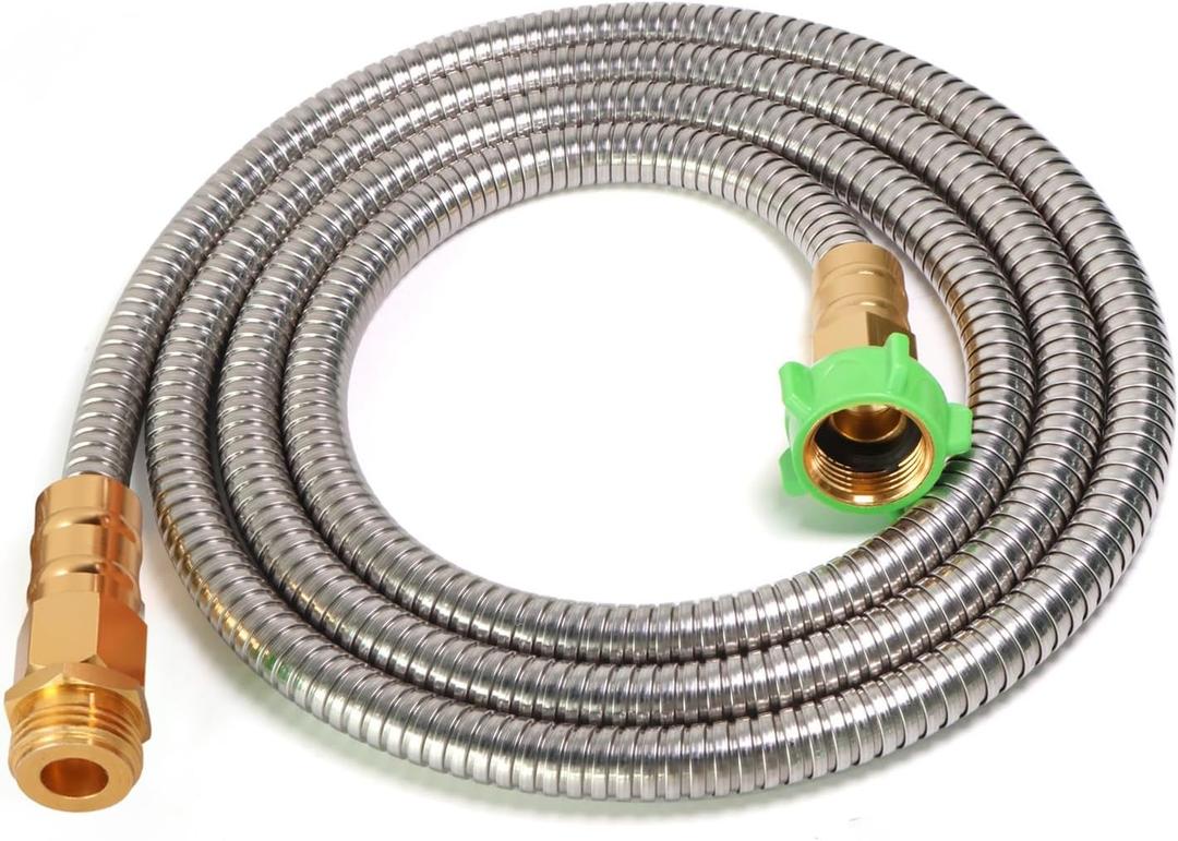 Metal Short Garden Hose 8 ft, Stainless Steel Water Hose Leader, Small Hose Extension, Lightweight Flexible Hose Extender for Outdoor Watering Washing (8FT) Metal Short Garden Hose 8 ft, Stainless Steel Water Hose Leader, Small Hose Extension, Lightweight Flexible Hose Extender for Outdoor Watering Washing (8FT)