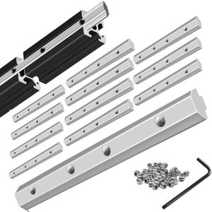 12pcs 2020 Extrusion Straight Connector Joining Plate Corner Bracket 2020 Hardware T-Slot Accessories V-Slot with Screws for 8020 Aluminum Profile 3D Printer Frame Spare Parts Silver