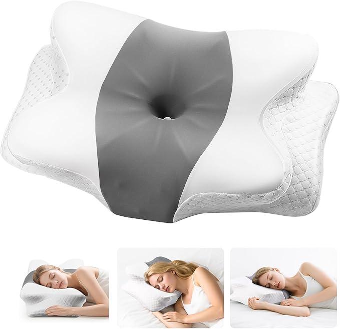 Oerdoh Neck Pillow - Memory Foam Pillow for Side, Back & Stomach Sleepers with Ergonomic Support, Cervical Neck Pillow for Neck Pain Relief, Dreamers Relief Pillow for Office, Travel & Home