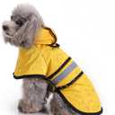 Dog Raincoat, Waterproof Windproof Rain Jacket with Reflective Strips and Leash Hole, Adjustable Fit Rain Coat for Small Medium Large Extra Large Dogs, Full-Body Coverage, Yellow, XXL