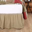 VHC Brands Prairie Winds Ticking Striped Cotton Farmhouse Split Corners Gathered Accessory, Queen Bed Skirt 60x80x16 (Sage, Khaki)
