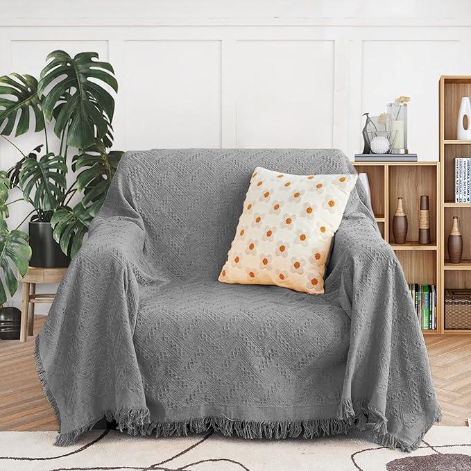 MEETSKY Couch Cover Sofa Cover Oversized Chair Cover Grey Couch Protector Sofa Throw Cover for Couches Single Sofa Slipcovers Washable Couch Recliner Cover(71"x 91", Medium, Grey)