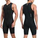 Santic Men's Triathlon Suit Sleeveless Skinsuit Padded Quick-Dry Swim Bike Run with Pockets (Black) S