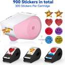 Manual Sticker Dispenser G2.0 with Gold Star,Heart and Smiley Face Stickers for Kids Rewards-Pink