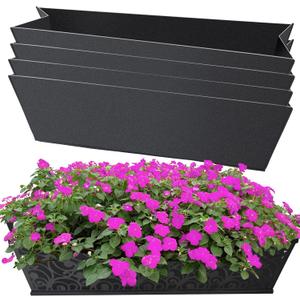 4PCS 30Inch Rectangle Window Box Liner Felt Planter Basket Liner Insert Black Plant Container Liners Non Woven Fabric Liner for Garden Fence Wall Railing Hanging Flower Pot - Avoid Bird Nesting