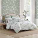Laura Ashley - Full/Queen Comforter Set, Premium Cotton Bedding With Matching Shams & Bonus Decorative Pillow Covers, Floral Home Decor, Oeko-Tex Certified (Toile Delight Green, Full/Queen)