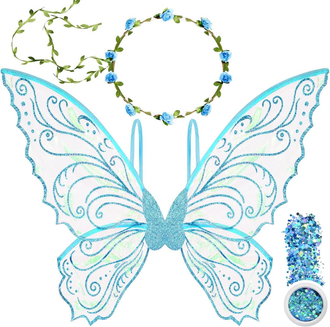 U-Goforst Fairy Wings Adult Women, Fairy Costume for Woman Butterfly Wings for Girls Adult Halloween Costume Cosplay Dress Up