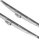 Stainless Steel Polished Silver Wiper Blades, Universal 12in, Rainproof, Sunproof