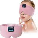 Joythink Sleep Headphones Bluetooth Sleep Mask Silk Kids Children Headband Earphones Bluetooth Eye Mask for Sleeping On Side Blackout Soft Sleep Earphones Music Eye Cover