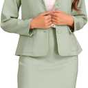 Allegra K Women 2 Piece Skirt Set Suit Business Blazer and Pencil Skirt Office Work Interview Church Outfits (Green, Medium)