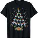 Santa Dolphin Fish Lover Xmas Gift Dolphin Christmas Tree T-Shirt, Large