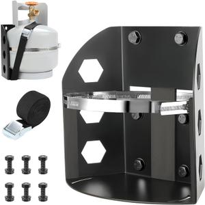 Propane Tank Holder for 5lb Tanks,Thickened Mount Bracket with 2 Straps and Protective Padding for Truck, Car, RV, Trailers, Camping, Fit 8 in Diameter Bottle