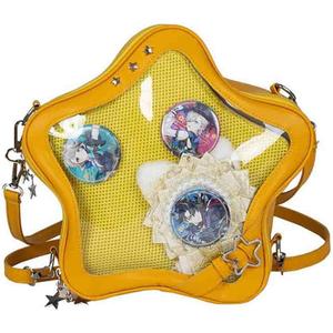 Ita Bag Star Shaped Purse, PU Leather Aesthetic Cute Crossbody Purse, Kawaii Pin Display Clear Shoulder Bag (Bare Bag)