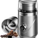 SHARDOR Electric Super Silent Blade Coffee Grinder, Timed Grind Control Rotary Knob, Adjustable Coarse to Fine for Coffee Beans, Spices & Herbs, with 1 Removable Stainless Steel Bowl, Sliver