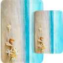 Britimes Beach Sea Shell Ocean Bathroom Rug Mat Set of 2, Summer Washable Cover Floor Rug Carpets Floor Bath Mat Bathroom Decorations 16x24 and 20x32 Inches