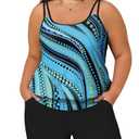 Summer Mae Blouson Plus Size Women's Tankini Swimsuits Tummy Control Modest 2025 Two Piece with Sporty Pockets Bathing Suits Blue Pearl 18 Plus Size 18W