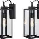 WISBEAM 18 inch Dusk to Dawn Outdoor Lights for House, 2 Pack Black Exterior Lighting Fixture, Modern Porch Lights for Outside, Metal Construction with Clear Glass, 17.75in 2 Pack