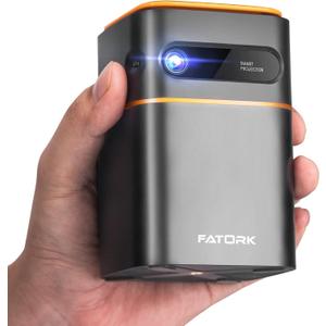 FATORK Mini Projector, 5G WiFi 6 Bluetooth Short Throw Projector, HD 1080P DLP Portable Projector with Rechargeable Battery, 1G Memory, Support Phone Laptop, Compatible with iOS/Android/HDMI/USB