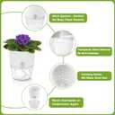 Planterhoma 8 Pack Self Watering Pots for Indoor Plants, 6 Inch Plant Pot Plastic Self Watering Planter for Orchid, African Violet, Small Clear Flower Pots with Drainage Holes and Wicking Rope, White
