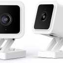2 x WyzeCamera v3 1080p HD Indoor/Outdoor Plug-in Smart Home Security Cameras, Color Night Vision, 2-Way Audio, MicroSD Card Slot, Compatible with Alexa - White, 2-Pack