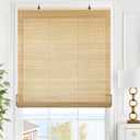 LazBlinds Cordless Bamboo Blinds, Roll Up Shades for Windows, Light Filtering Hanging Window Blinds, Bamboo Shades for Patio Indoor/Outdoor Porch, 29'' W x 72'' H, Carbonized